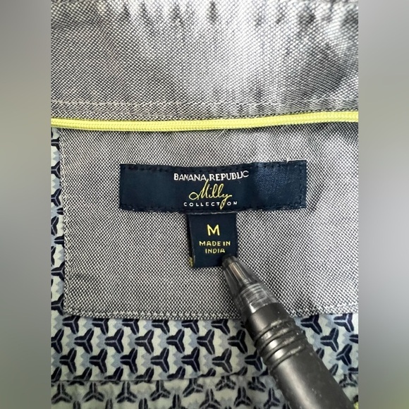 Mens Banana Republic Milly Collection Medium Short Sleeve Button Down Shirt - Picture 3 of 7